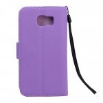 Wholesale Galaxy S6 Premium Flip Leather Wallet Case with Strap (Purple)